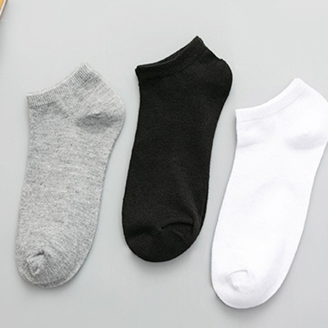 5 Pairs Spring Summer Unisex Socks Solid Color Non-slip Short Tube Sweat-absorbing Boat Socks for Sports Image 6