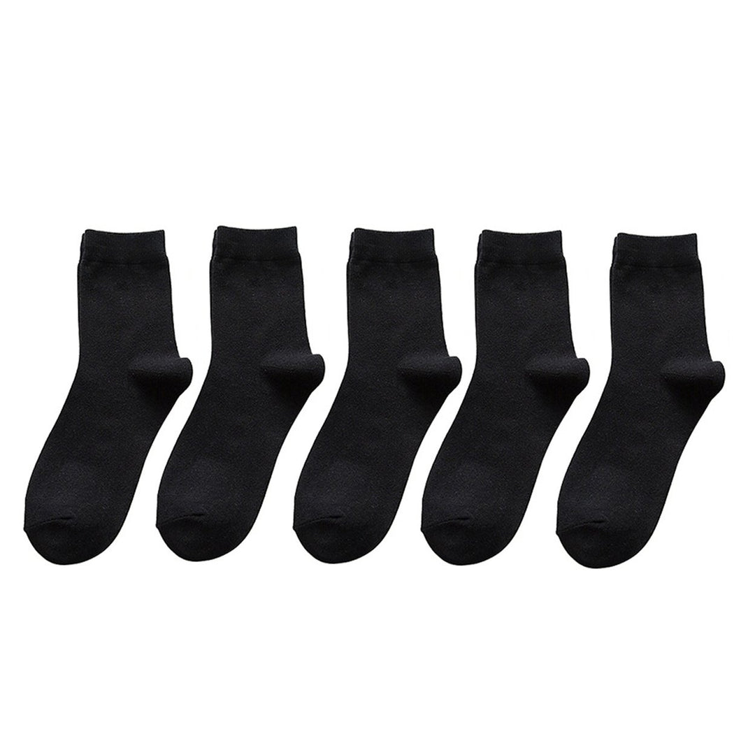 5 Pairs Spring Summer Men Socks Stretchy Solid Color Sweat-absorbent Socks for Sports Daily Wear Image 1