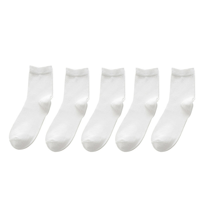 5 Pairs Spring Summer Men Socks Stretchy Solid Color Sweat-absorbent Socks for Sports Daily Wear Image 1