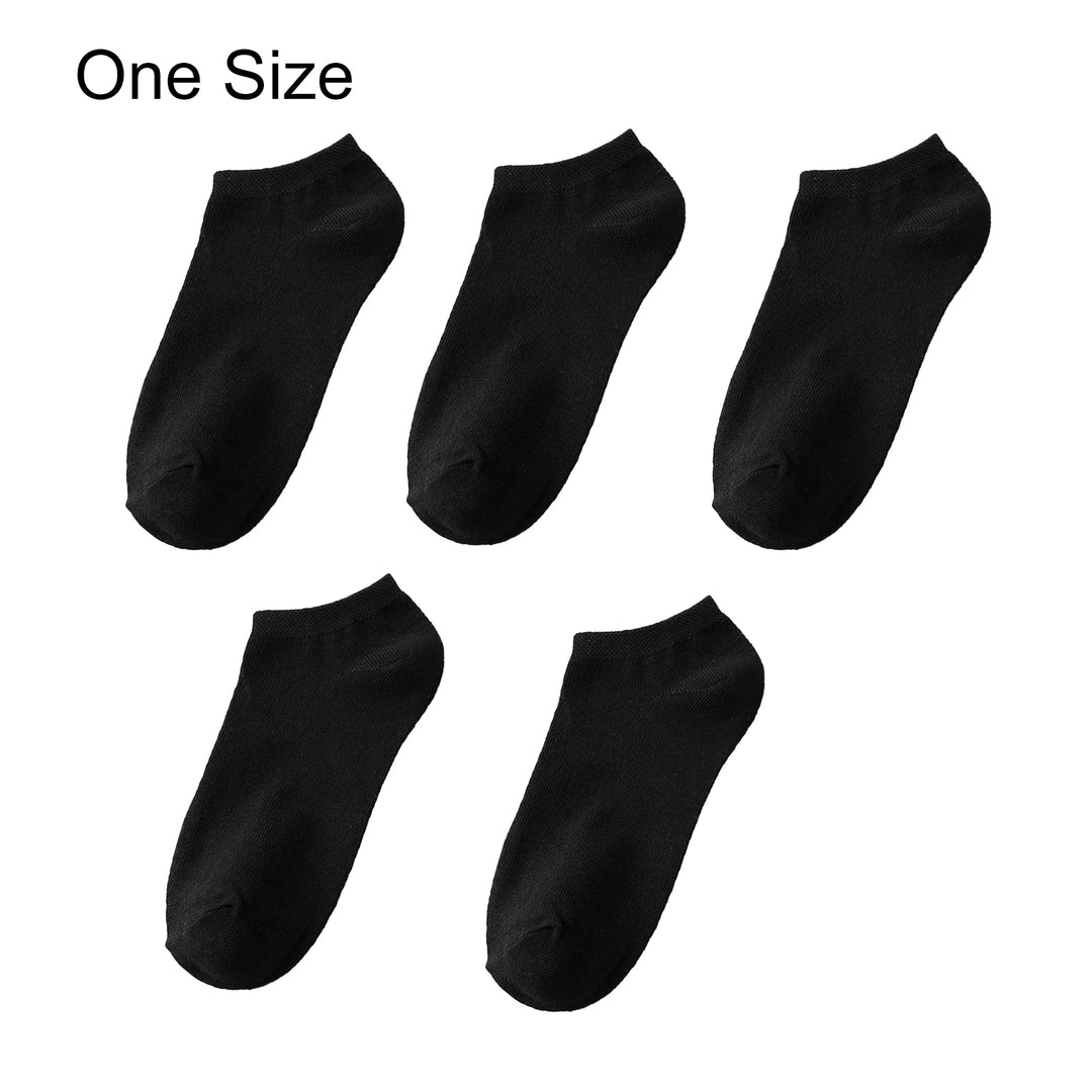 5 Pairs Spring Summer Unisex Socks Solid Color Non-slip Short Tube Sweat-absorbing Boat Socks for Sports Image 9