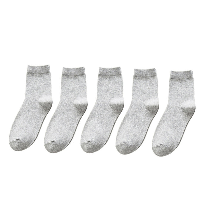 5 Pairs Spring Summer Men Socks Stretchy Solid Color Sweat-absorbent Socks for Sports Daily Wear Image 4
