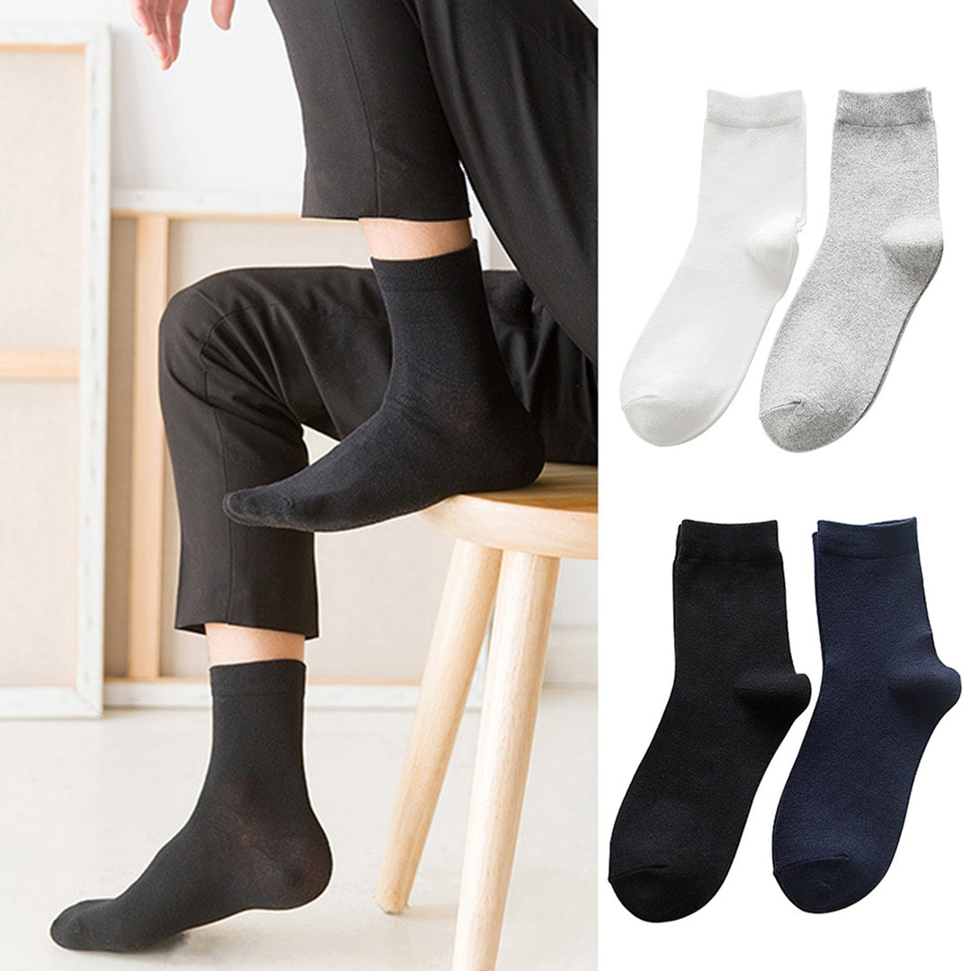 5 Pairs Spring Summer Men Socks Stretchy Solid Color Sweat-absorbent Socks for Sports Daily Wear Image 8