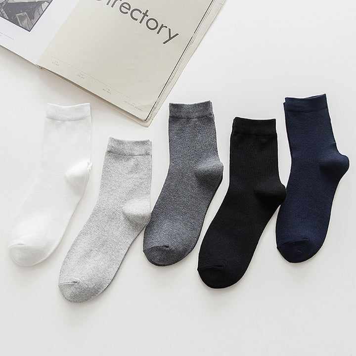 5 Pairs Spring Summer Men Socks Stretchy Solid Color Sweat-absorbent Socks for Sports Daily Wear Image 10