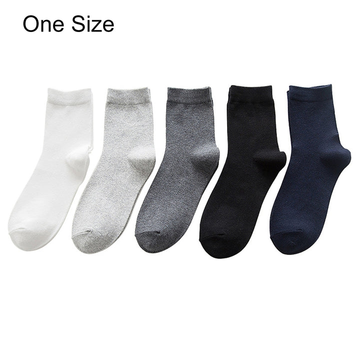 5 Pairs Spring Summer Men Socks Stretchy Solid Color Sweat-absorbent Socks for Sports Daily Wear Image 12