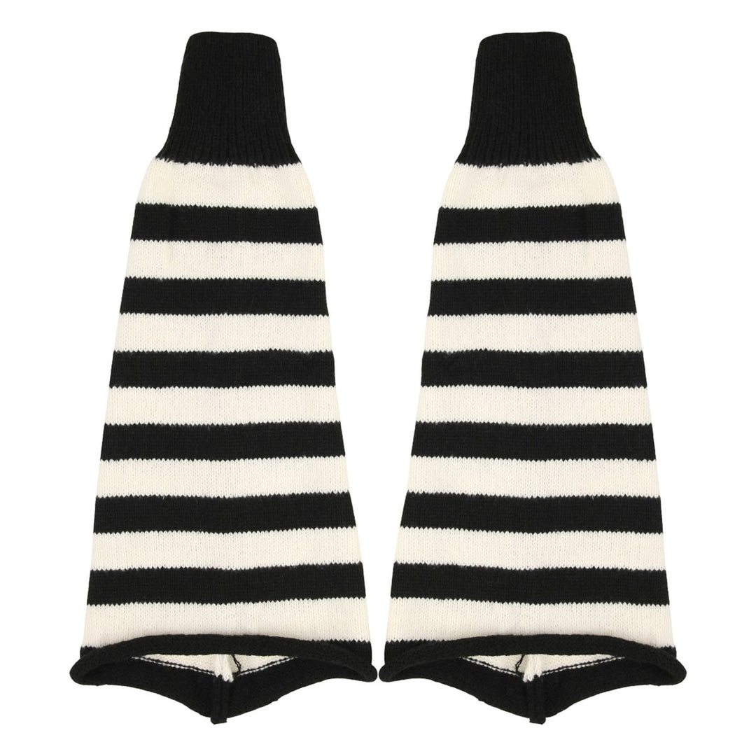 1 Pair Autumn Winter Leg Warmers Flared Stripe All Match Japan Style Knitting Leg Socks for Daily Wear Image 4