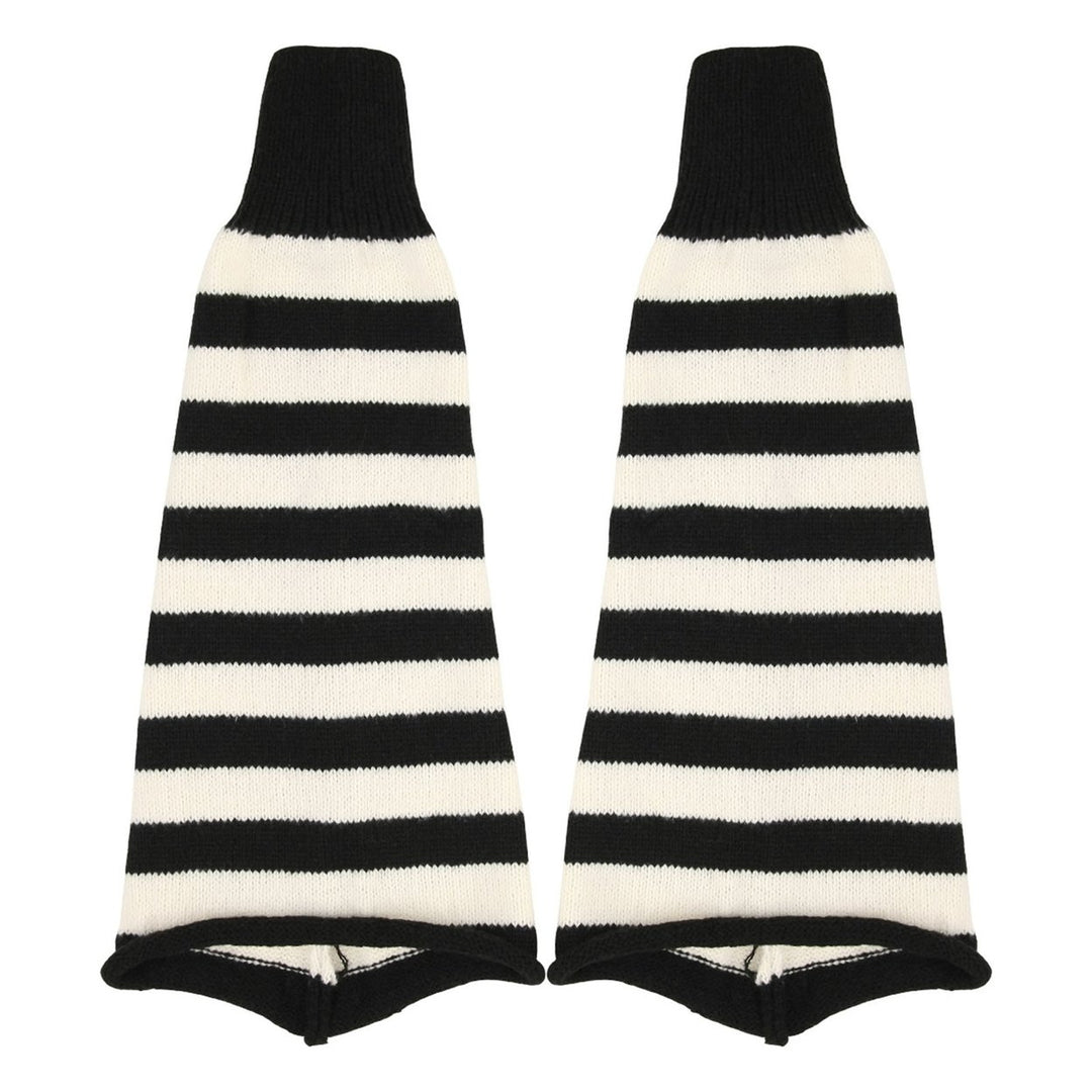 1 Pair Autumn Winter Leg Warmers Flared Stripe All Match Japan Style Knitting Leg Socks for Daily Wear Image 1