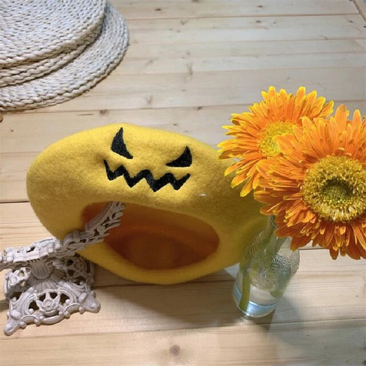Pumpkin Hat Food Shape Solid Color Embroidery Adult Warm Halloween Cap for Props Party Daily Wear Image 10