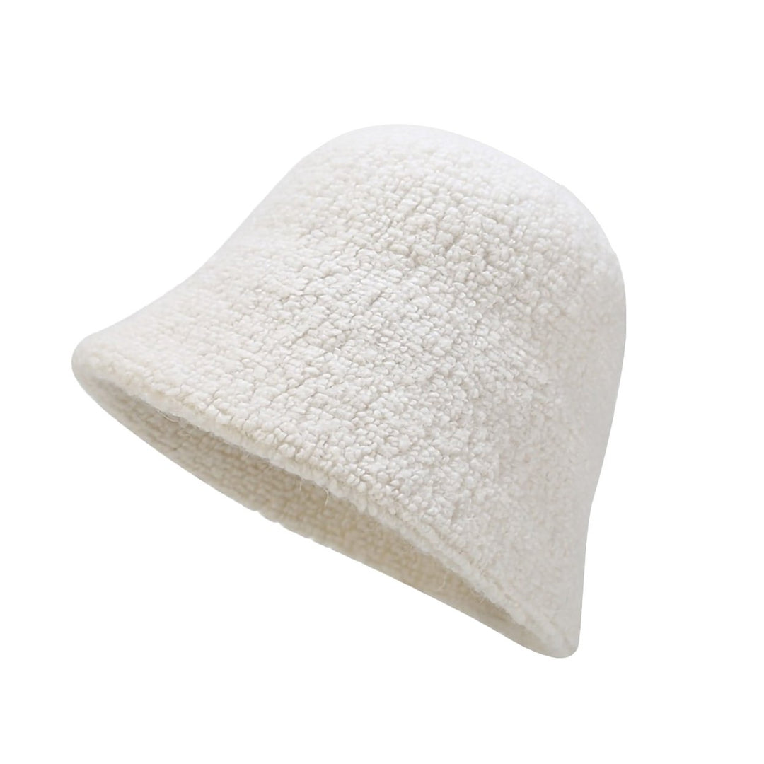 Bucket Hat No Brim Plush Solid Color Skin-friendly Windproof Bucket Cap for Daily Life Image 1