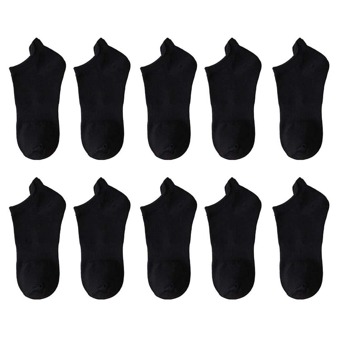 5 Pair Cotton Socks Non-slip Comfortable Breathable Solid Color Wear-resistant Ergonomically Designed Socks for Everyday Image 1