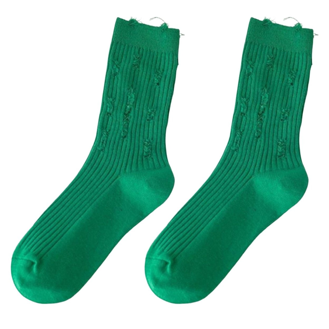 1 Pair Sports Socks Cozy Bouncy Breathable Solid-colored Durable Everyday Wear Cotton Flexible Comfortable Socks for Image 1