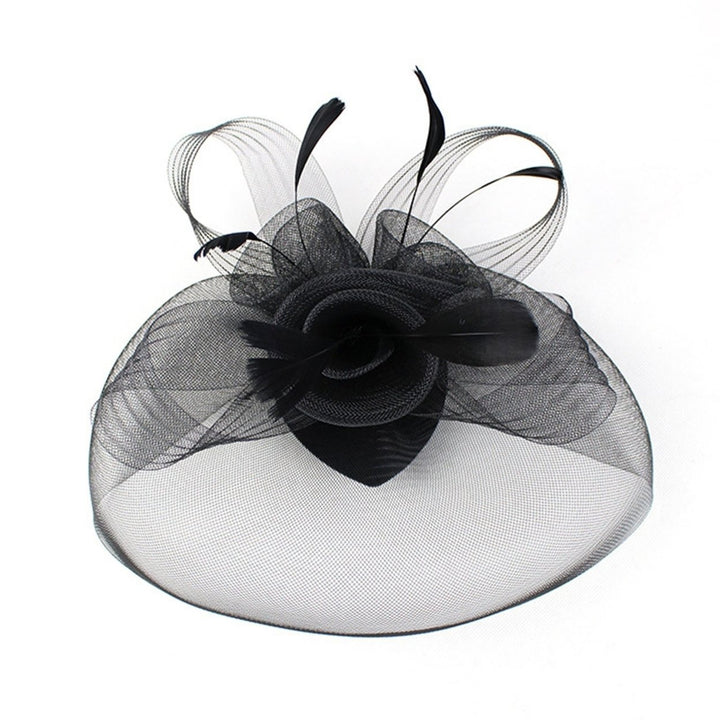 Women Fascinator Hat Elegant Feather Veil Mesh Retro Lightweight Costume Accessories Pure Color Women Wedding Bridal Hat Image 1