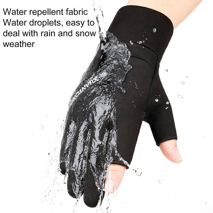 1 Pair Thicken Winter Gloves Windproof Keep Warm Wear-resistant Two Fingers Exposed Cold Protection Outdoor Motorcycle Image 4