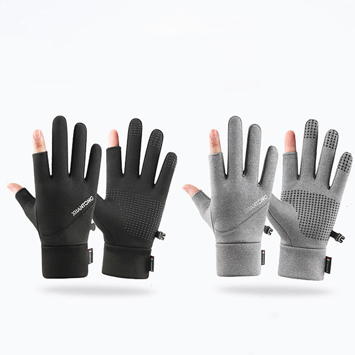 1 Pair Thicken Winter Gloves Windproof Keep Warm Wear-resistant Two Fingers Exposed Cold Protection Outdoor Motorcycle Image 8