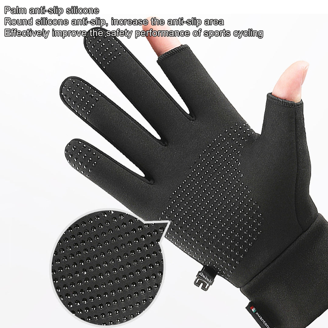 1 Pair Thicken Winter Gloves Windproof Keep Warm Wear-resistant Two Fingers Exposed Cold Protection Outdoor Motorcycle Image 9