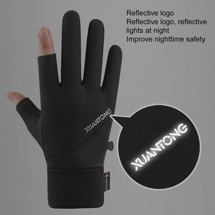 1 Pair Thicken Winter Gloves Windproof Keep Warm Wear-resistant Two Fingers Exposed Cold Protection Outdoor Motorcycle Image 10