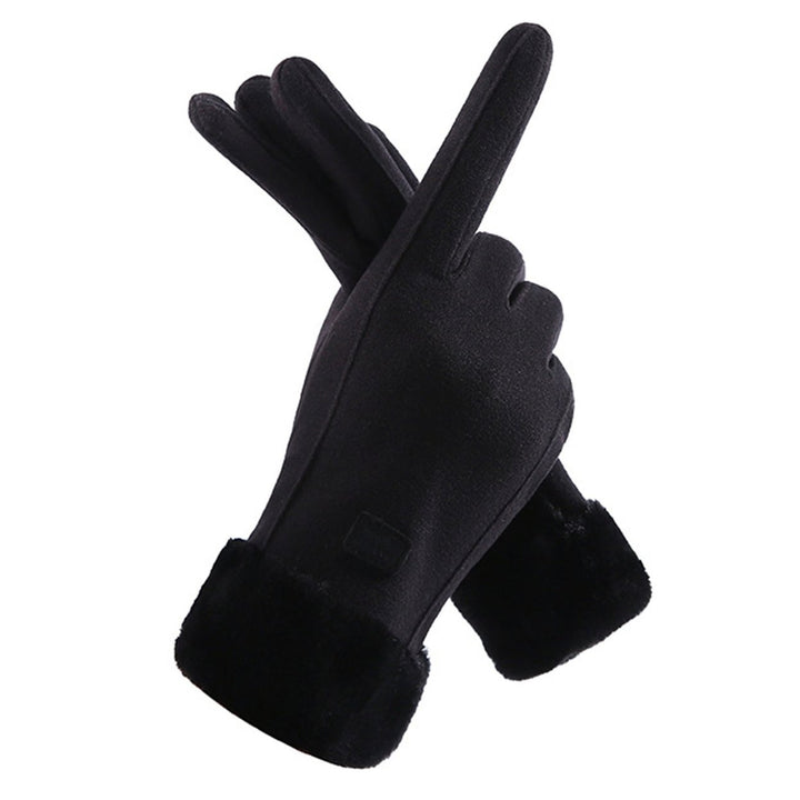 1 Pair Thickened Plush Lining Cartoon Pattern Windproof Driving Gloves Fluffy Cuffs Touch Screen Driving Gloves Hand Image 1