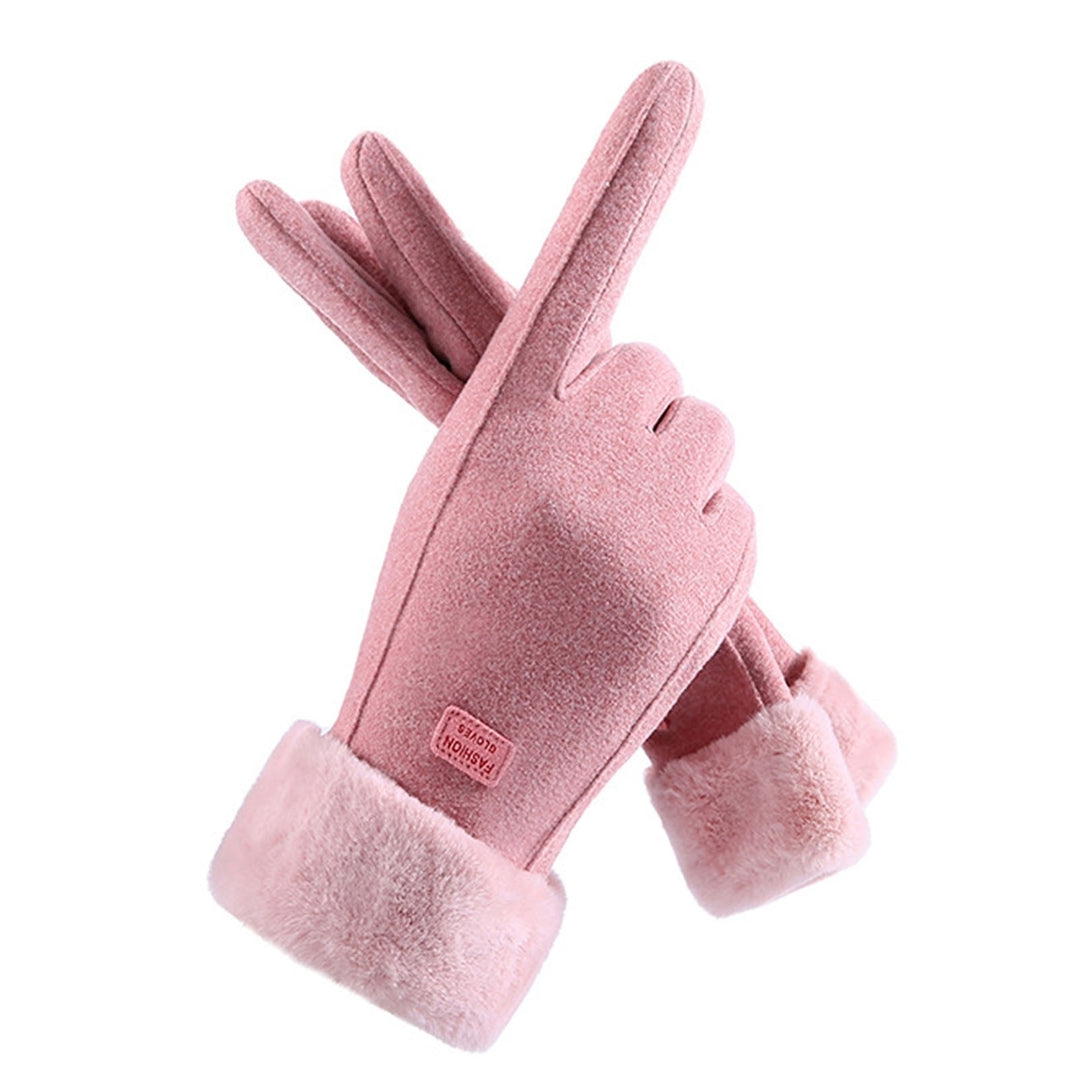 1 Pair Thickened Plush Lining Cartoon Pattern Windproof Driving Gloves Fluffy Cuffs Touch Screen Driving Gloves Hand Image 8