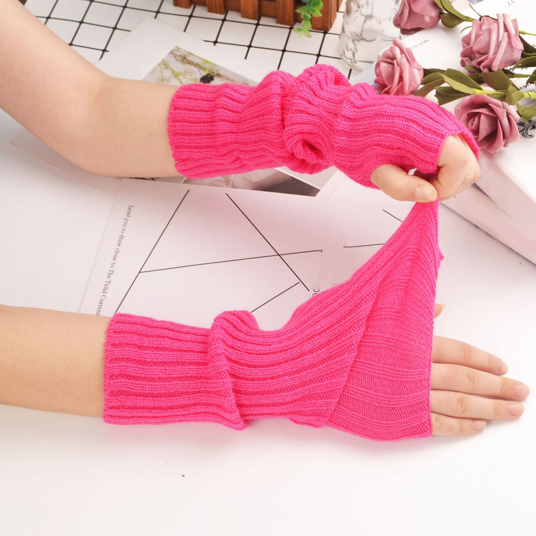 1 Pair Finger Gloves Soft Breathable Fashion Comfortable Multicolor Keep Warmth Knitting Cloth Thumb Holes Women Gloves Image 8