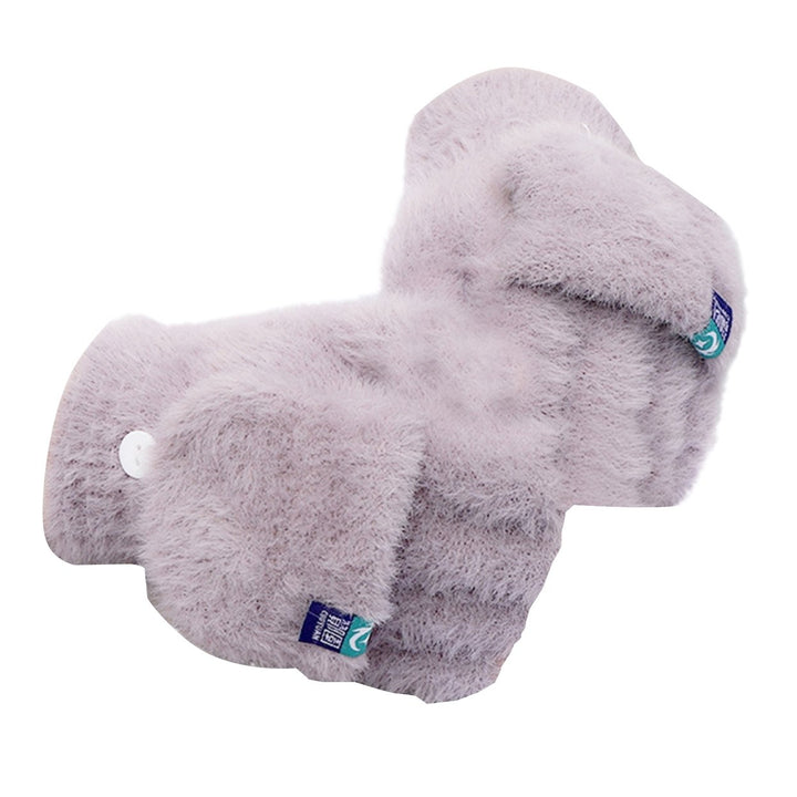 1 Pair Women Gloves Keep Warm Breathable Soft Comfortable Solid Color Half Fingers Fuzzy Plush Anti-pilling Women Image 1