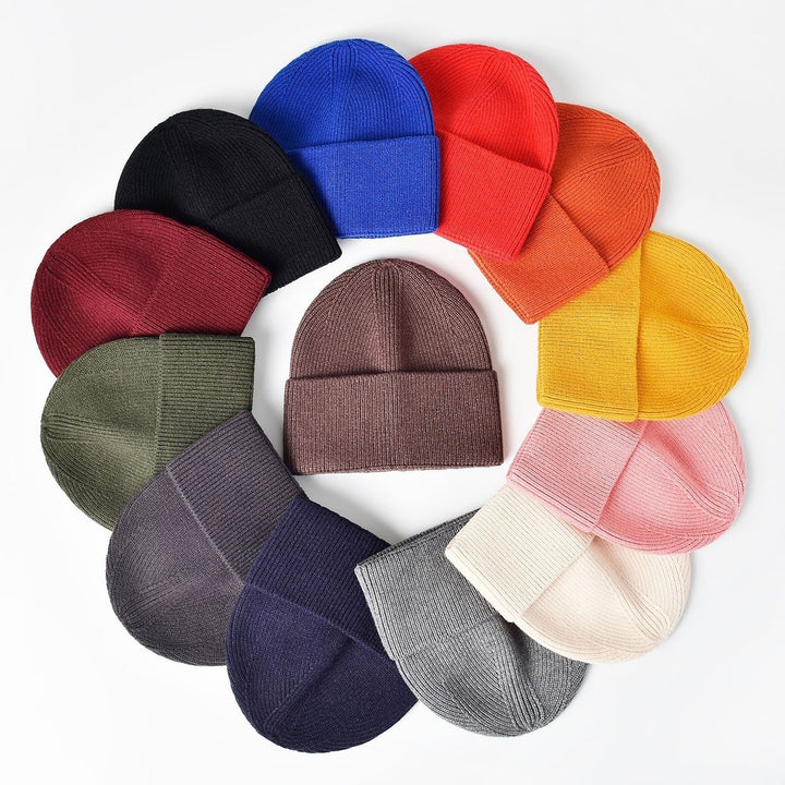 Ribbed Ear Flap Thickened Warm Winter Hat Unisex Solid Color Riding Knitted Beanie Cap Costume Accessories Image 1