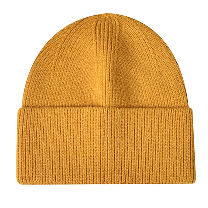 Ribbed Ear Flap Thickened Warm Winter Hat Unisex Solid Color Riding Knitted Beanie Cap Costume Accessories Image 6