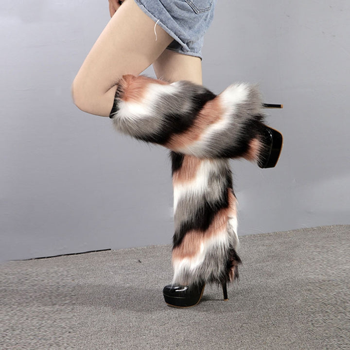 1 Pair Faux faux Socks Tie Dye Anti-cold Soft  Attractive Keep Warm Delicate Leg Warmers for Stage Performance Image 12