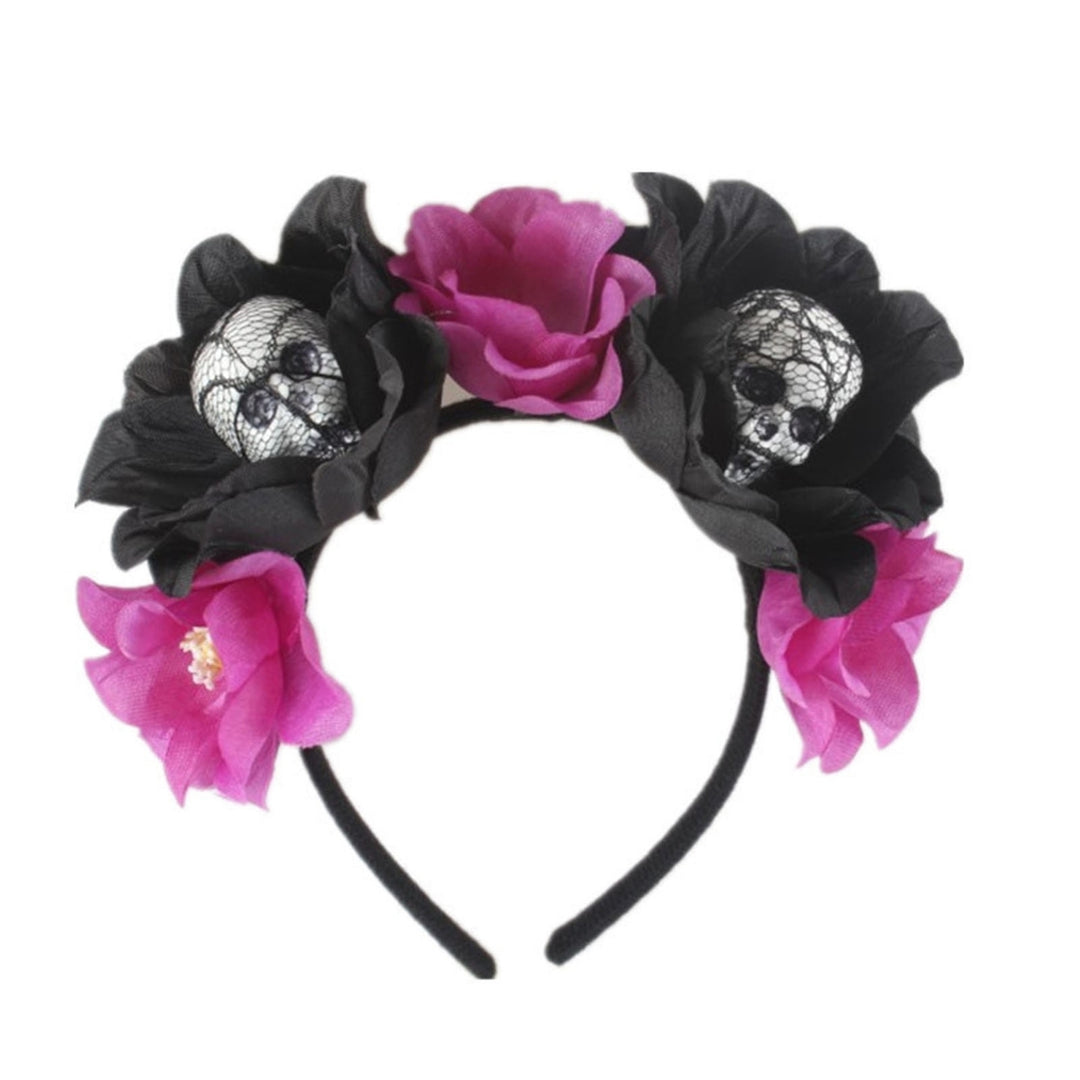 Halloween Headband Clothing Matching Fabric Foam Skull Black Flower Headband for Festival Image 7