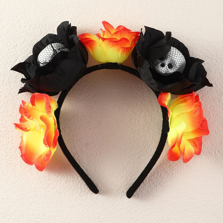 Halloween Headband Clothing Matching Fabric Foam Skull Black Flower Headband for Festival Image 10