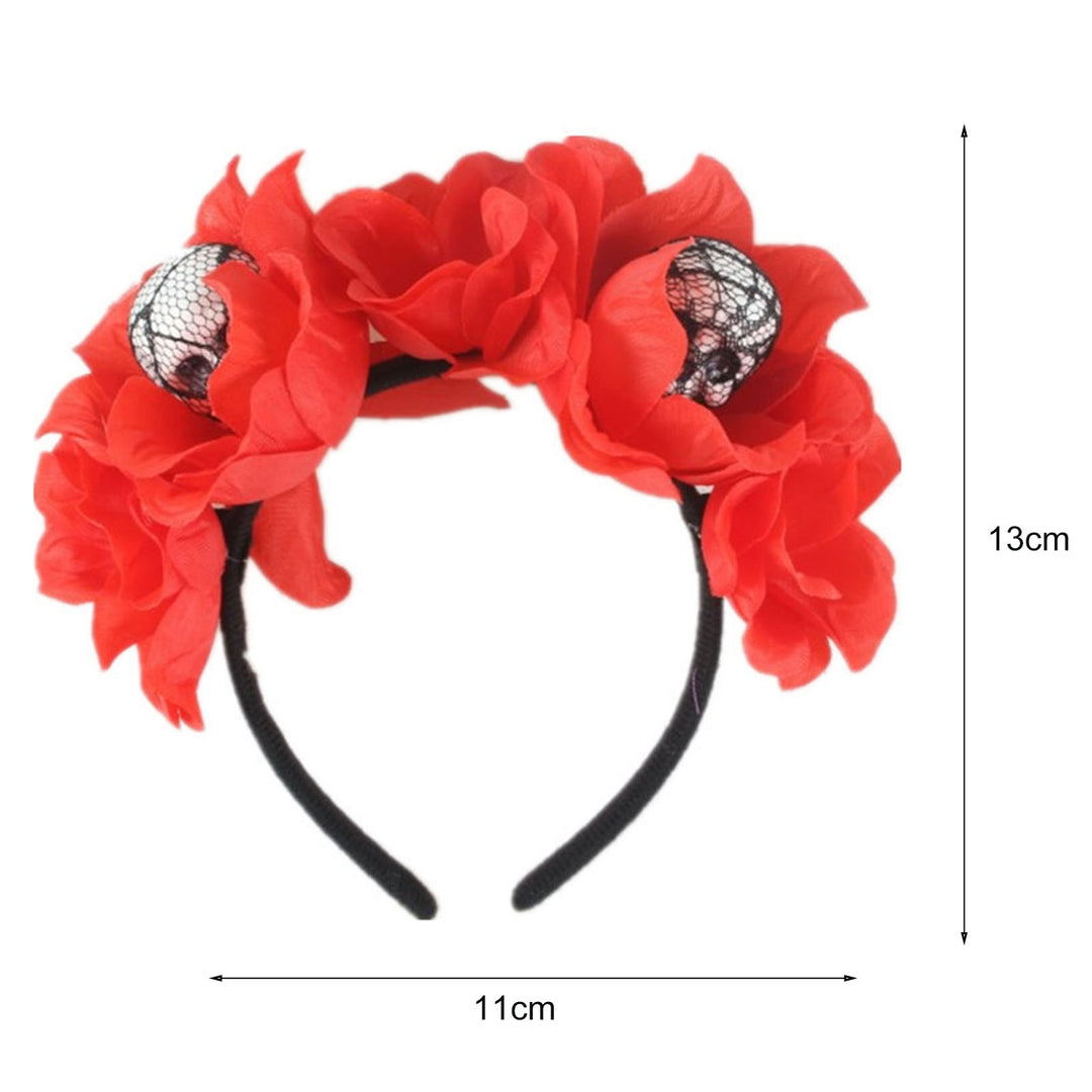 Halloween Headband Clothing Matching Fabric Foam Skull Black Flower Headband for Festival Image 11