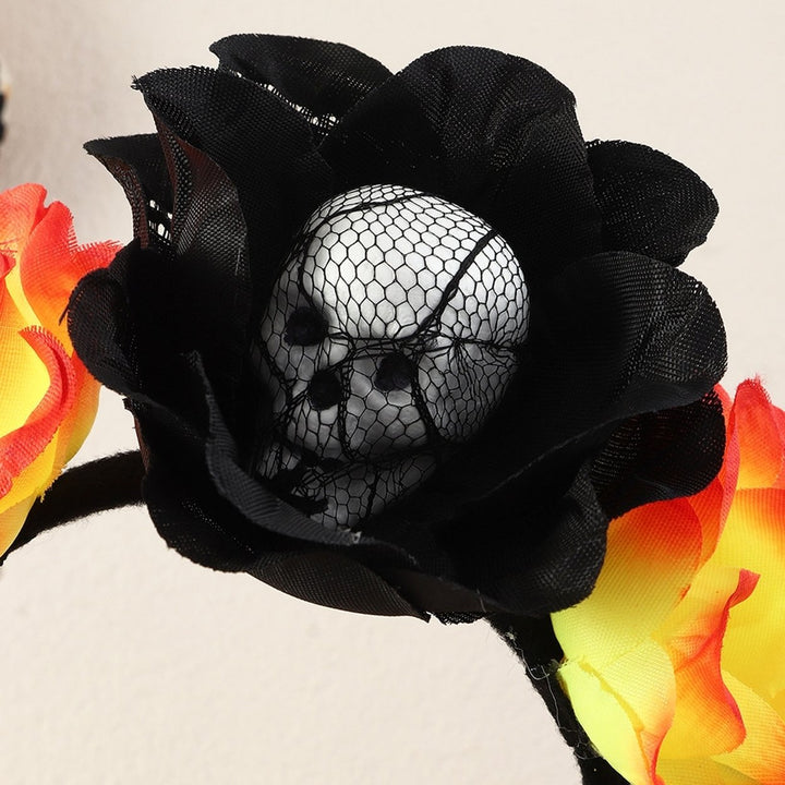 Halloween Headband Clothing Matching Fabric Foam Skull Black Flower Headband for Festival Image 12