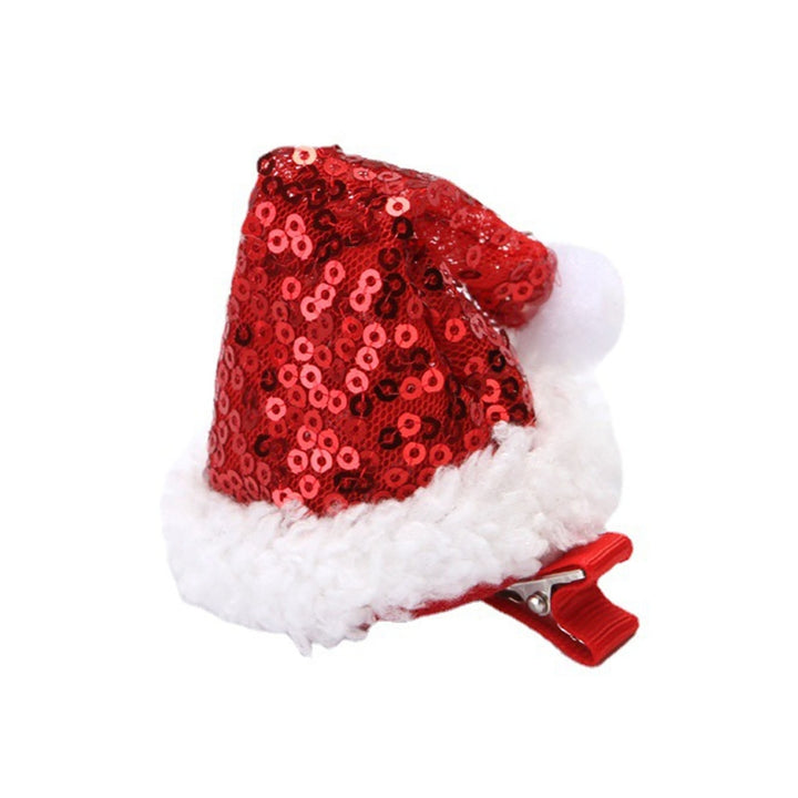 Christmas Hair Clip Xmas Hat Shape Shining Mini Size Stainless Different Styles Fix Hair Shiny Sequin Cartoon Kids Image 4
