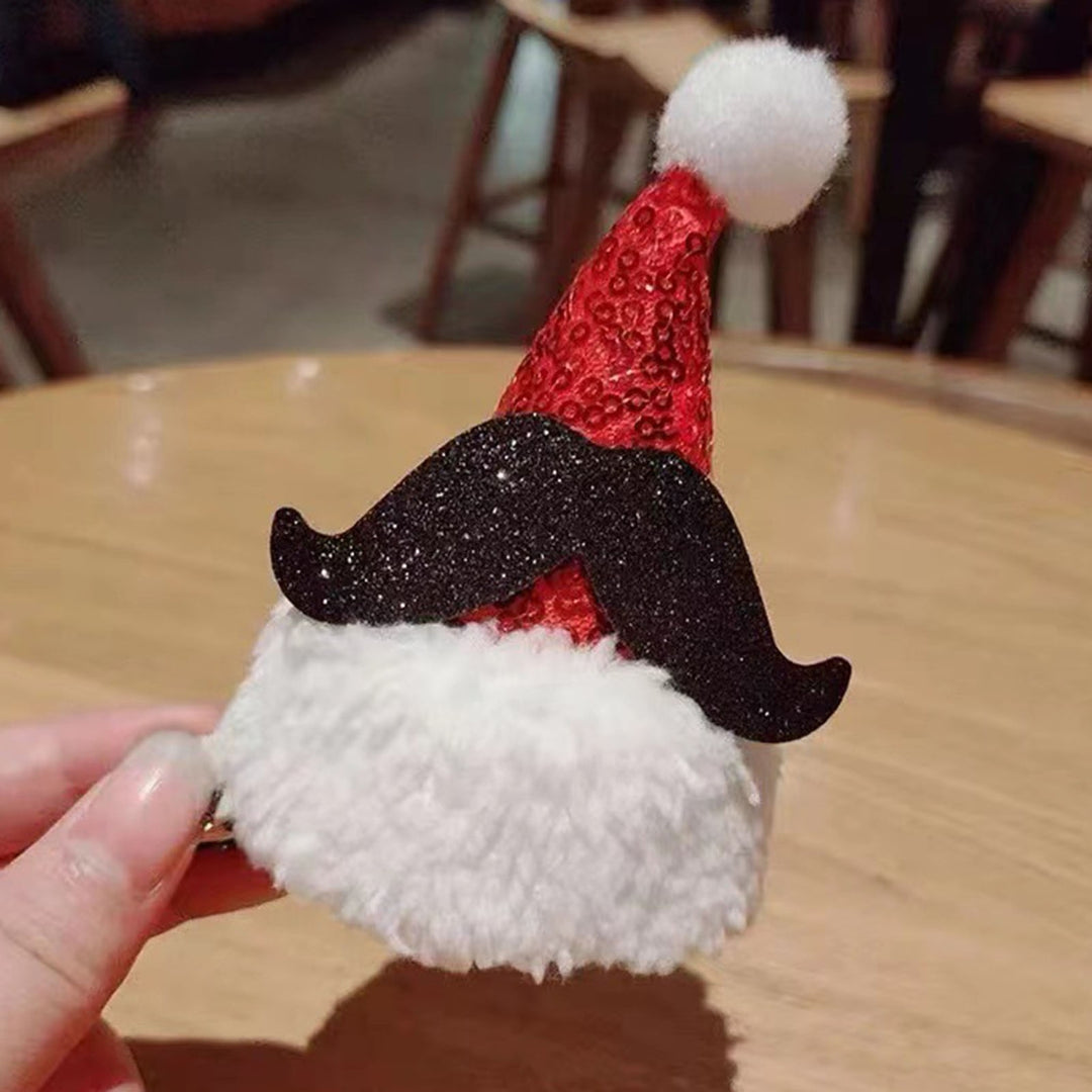 Christmas Hair Clip Xmas Hat Shape Shining Mini Size Stainless Different Styles Fix Hair Shiny Sequin Cartoon Kids Image 6