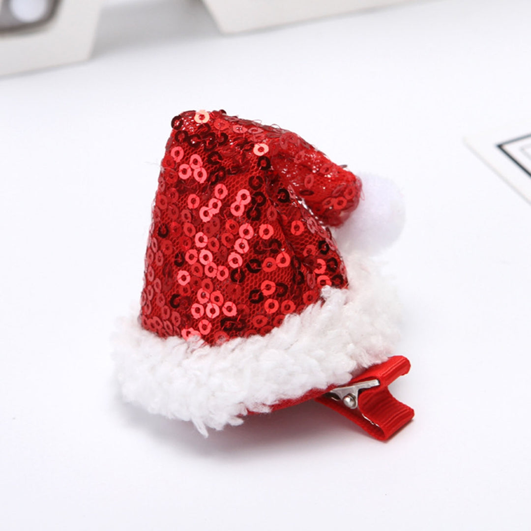 Christmas Hair Clip Xmas Hat Shape Shining Mini Size Stainless Different Styles Fix Hair Shiny Sequin Cartoon Kids Image 8