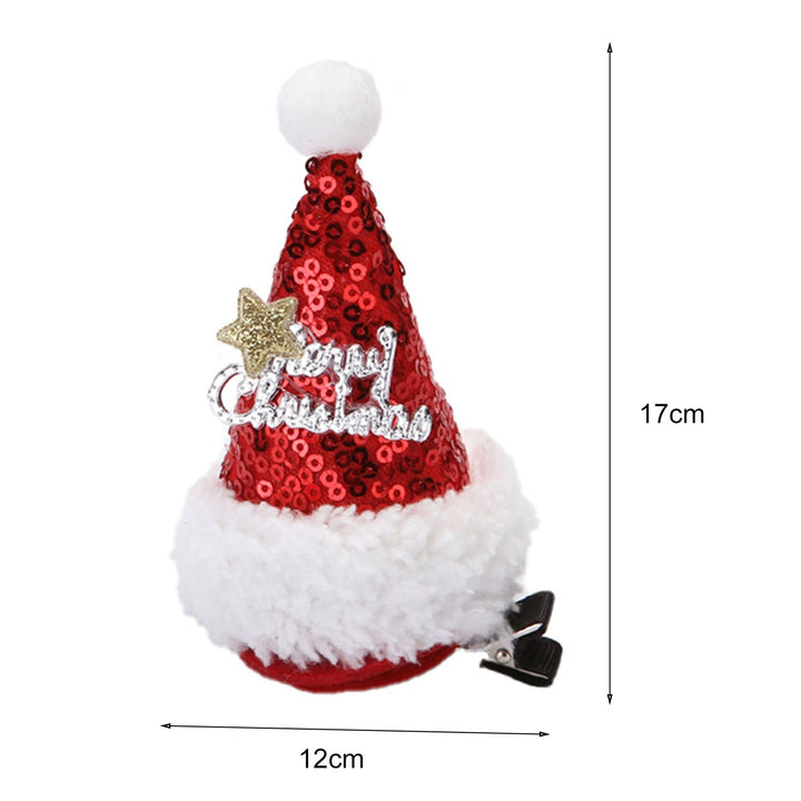 Christmas Hair Clip Xmas Hat Shape Shining Mini Size Stainless Different Styles Fix Hair Shiny Sequin Cartoon Kids Image 9