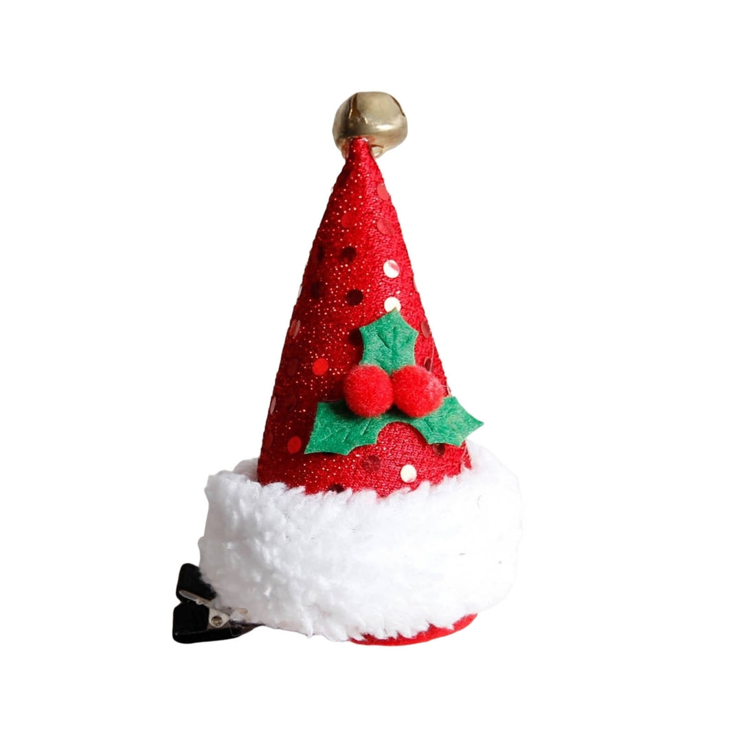 Hair Clip Anti-fall Comfortable to Wear Red/Green/White Christmas Hat Hair Clamp Headdress for Gift Image 3
