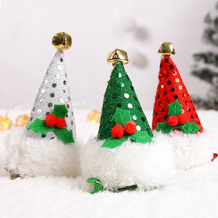 Hair Clip Anti-fall Comfortable to Wear Red/Green/White Christmas Hat Hair Clamp Headdress for Gift Image 4