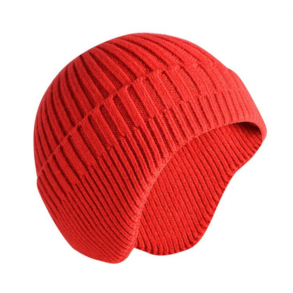 Winter Beanie Soft No Brim Anti-shrink Knitting Solid Color Warm High Elasticity Unisex Thick Men Beanie for Shopping Image 2