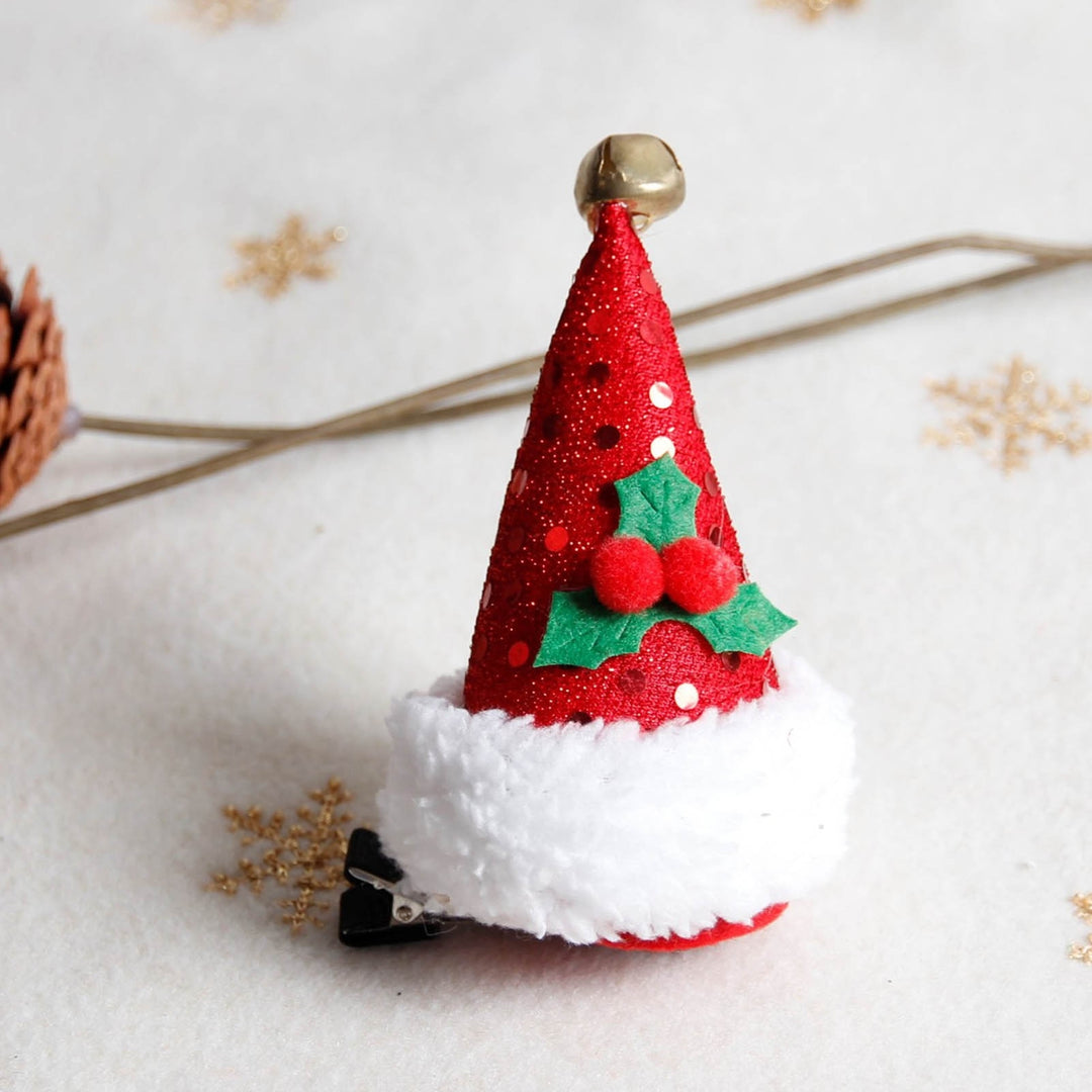 Hair Clip Anti-fall Comfortable to Wear Red/Green/White Christmas Hat Hair Clamp Headdress for Gift Image 7