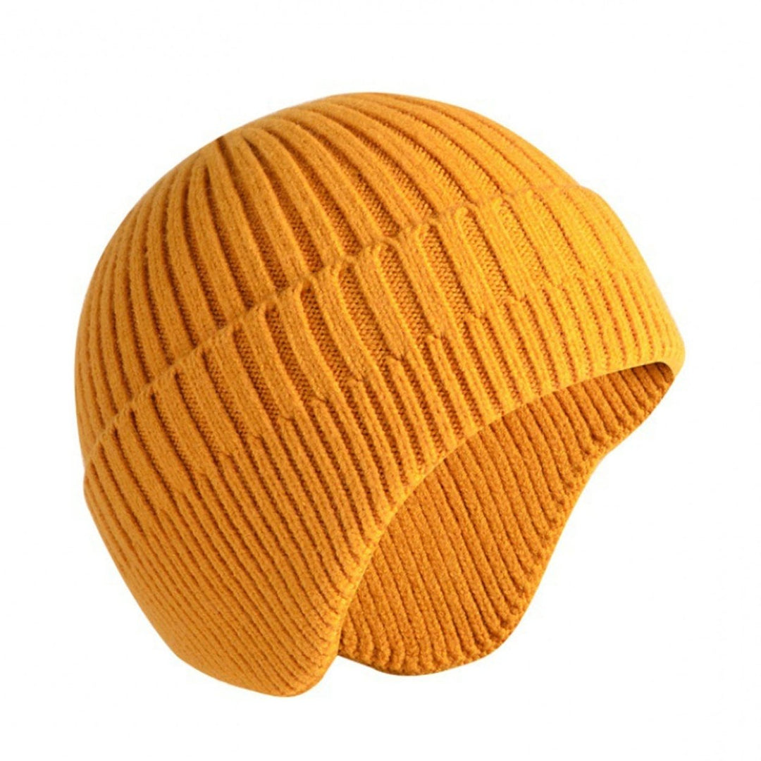 Winter Beanie Soft No Brim Anti-shrink Knitting Solid Color Warm High Elasticity Unisex Thick Men Beanie for Shopping Image 1