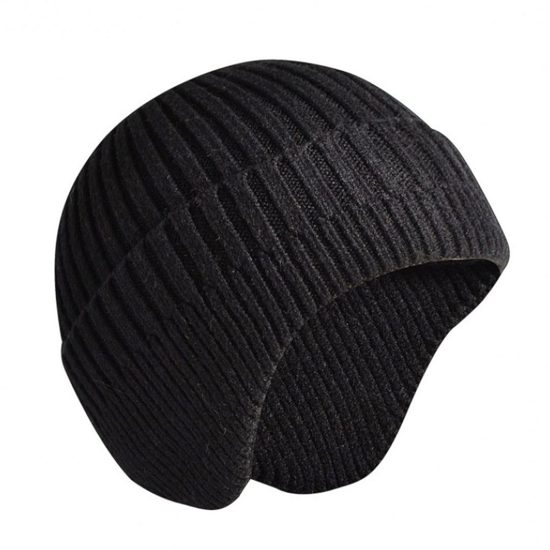 Winter Beanie Soft No Brim Anti-shrink Knitting Solid Color Warm High Elasticity Unisex Thick Men Beanie for Shopping Image 1