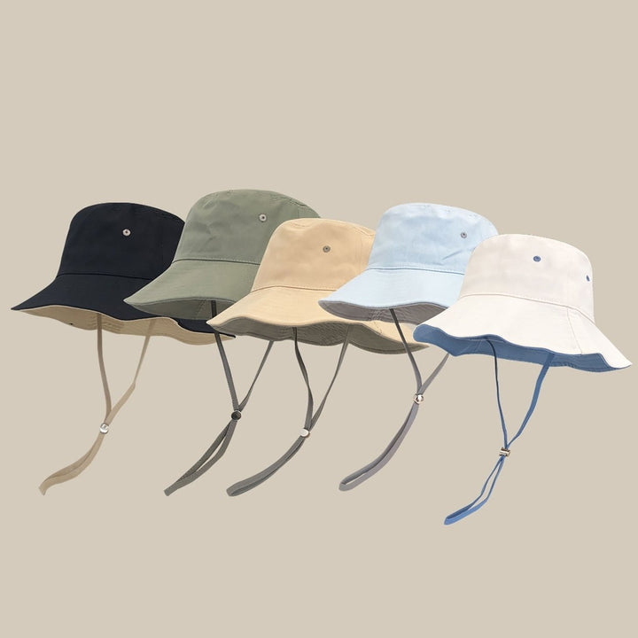 Bucket Hat Windproof Rope Casual Adjustable Washable Plain UV Protection Solid Color Breathable Men Women Summer Sun Hat Image 1