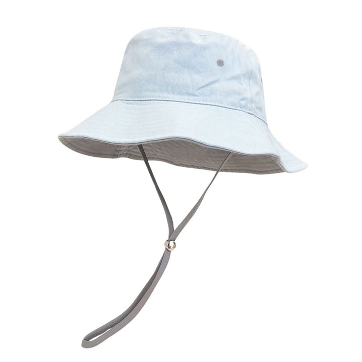 Bucket Hat Windproof Rope Casual Adjustable Washable Plain UV Protection Solid Color Breathable Men Women Summer Sun Hat Image 3