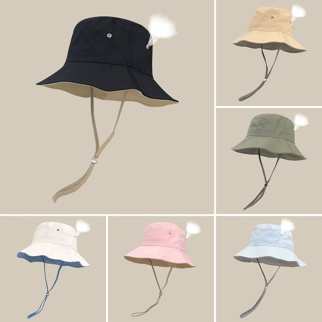 Bucket Hat Windproof Rope Casual Adjustable Washable Plain UV Protection Solid Color Breathable Men Women Summer Sun Hat Image 8