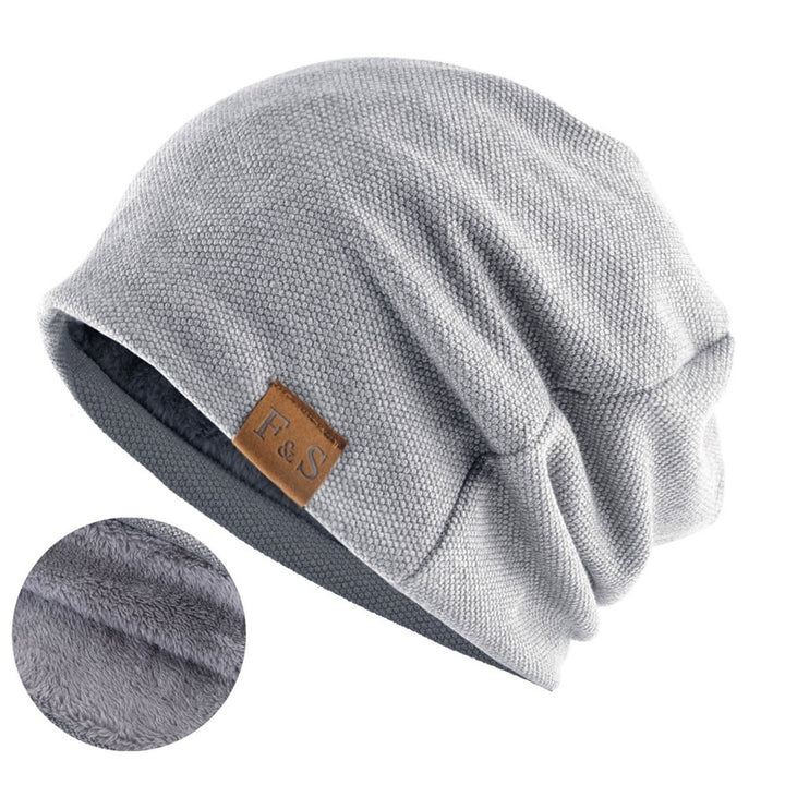 Knitted Hat Plush Lining Casual Hip Hop Super Soft Stretchy Keep Warm Solid Color Women Men Unisex Beanie Cap for Spring Image 1