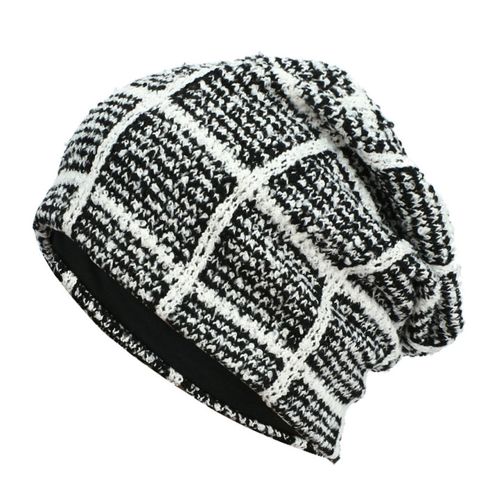 Winter Beanie Unisex Anti-shrink Soft Breathable Decorative Protect Head Square Pattern High Elasticity Autumn Skull Image 2