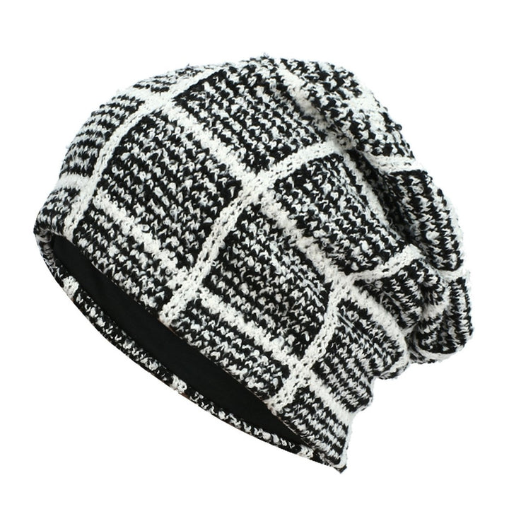 Winter Beanie Unisex Anti-shrink Soft Breathable Decorative Protect Head Square Pattern High Elasticity Autumn Skull Image 1