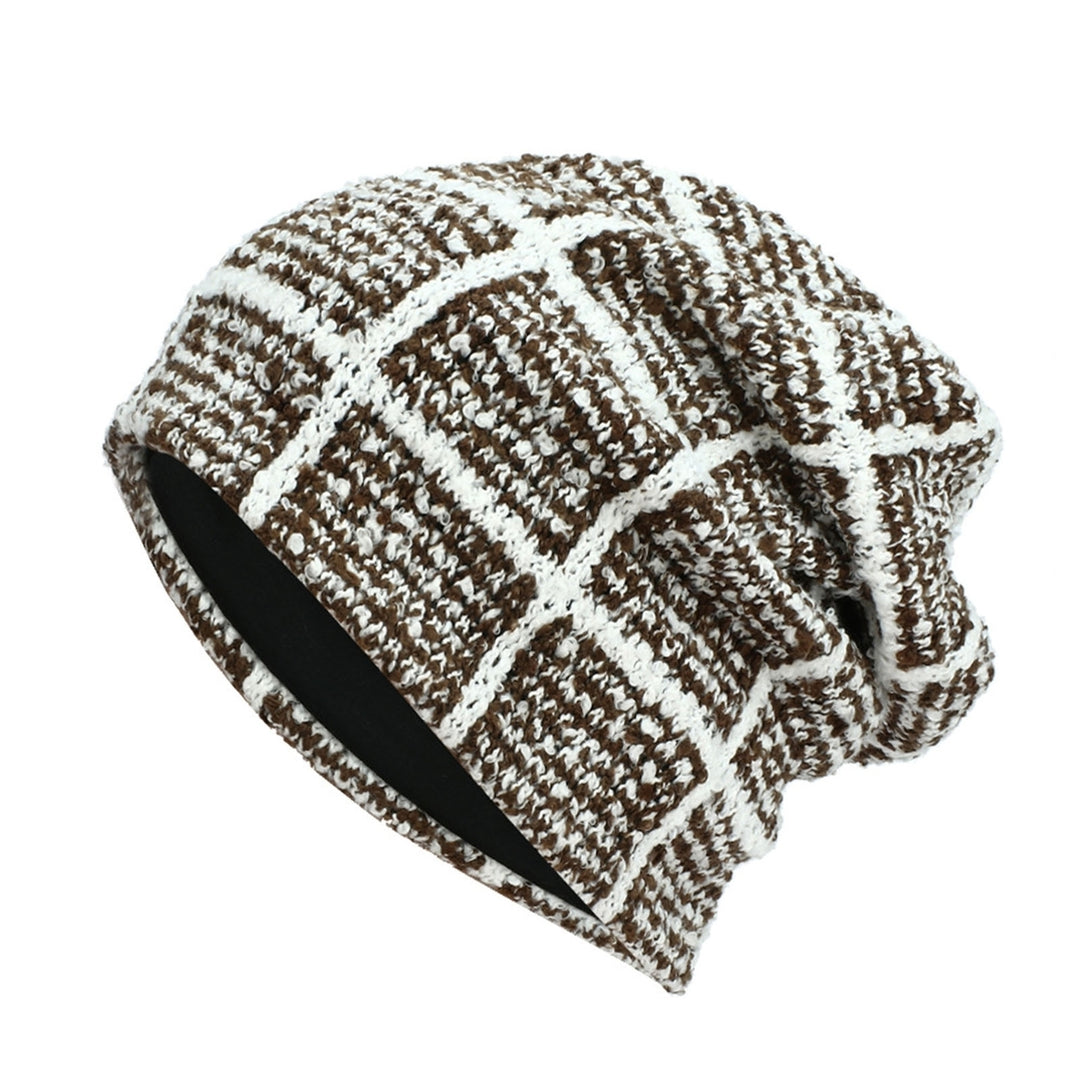 Winter Beanie Unisex Anti-shrink Soft Breathable Decorative Protect Head Square Pattern High Elasticity Autumn Skull Image 3