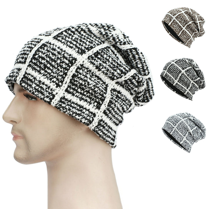 Winter Beanie Unisex Anti-shrink Soft Breathable Decorative Protect Head Square Pattern High Elasticity Autumn Skull Image 4