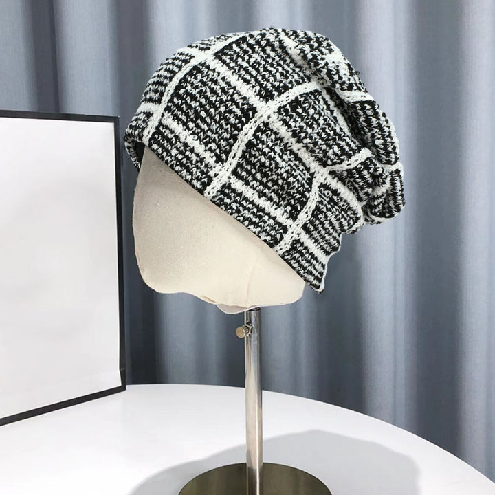 Winter Beanie Unisex Anti-shrink Soft Breathable Decorative Protect Head Square Pattern High Elasticity Autumn Skull Image 6