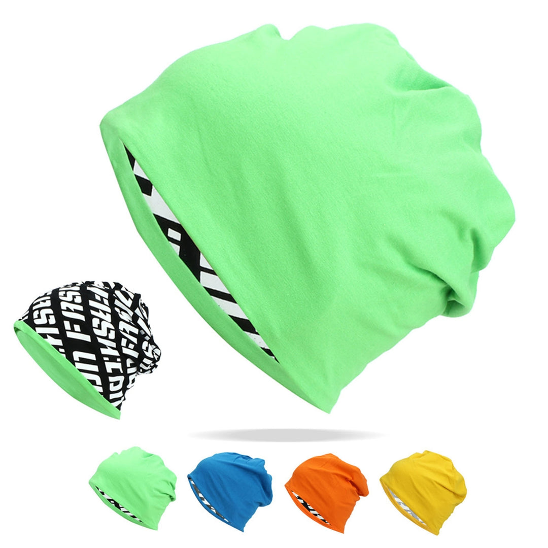 Winter Beanies Letter Print Contrast Colors Unisex Anti-shrink Elastic Keep Warm Breathable Slouchy Skull Beanies for Image 6